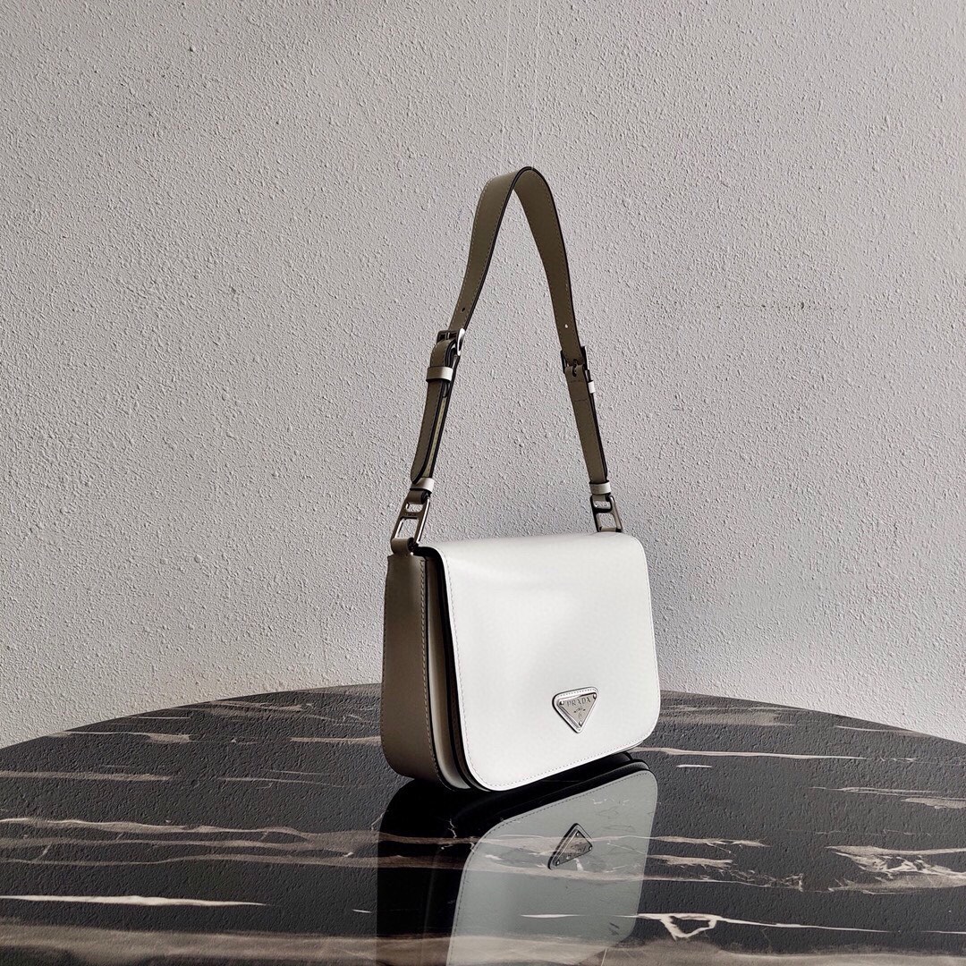 Prada Leather Shoulder Bag Tote White 1BD308